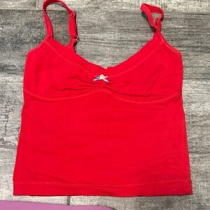 Free People Red Tank Top with Tiny Bow